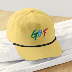Golf Rope Hat - Embroidered Rope Golf Hat. Golf Apparel, Womens Golf Cap, Mens Golfing Cap, Golf Dad Hat