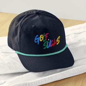 Golf Rope Hat - Golf Sucks, Embroidered Dad Hat, Golfing Cap, Golf Apparel, Womens Golf Hat, Mens Golf Hat, Rope Golf Hat