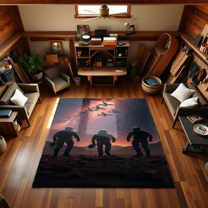 Astronaut Galaxy Rug for Sci-Fi Home Decor – Space Theme Carpet for Bedroom, Living Room, Office – Cosmic Universe Floor Mat