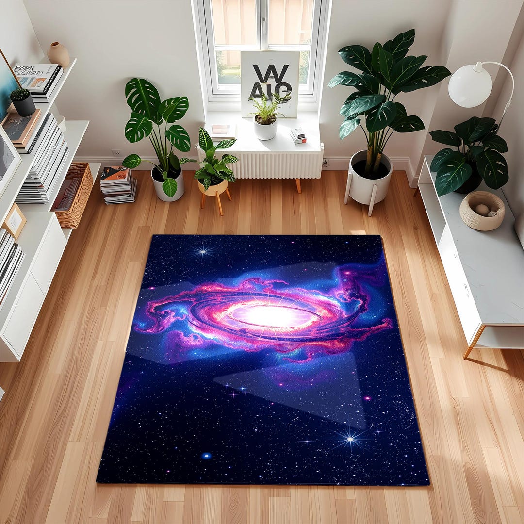 Galaxy Rug Texture Spiral Galaxy Area Rug: Digital Print Cosmic Nebula Floor Mat - Etsy