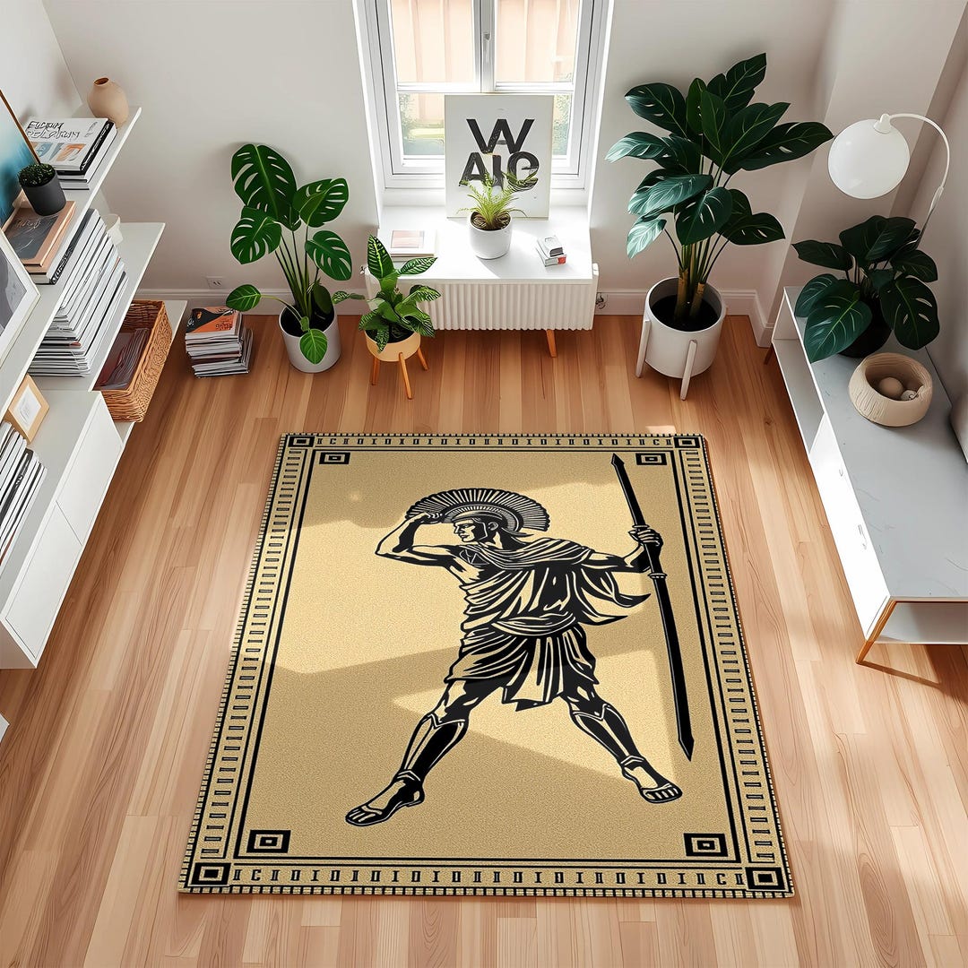 Ancient Greek Warrior Rug: Mythological Home Decor - Etsy