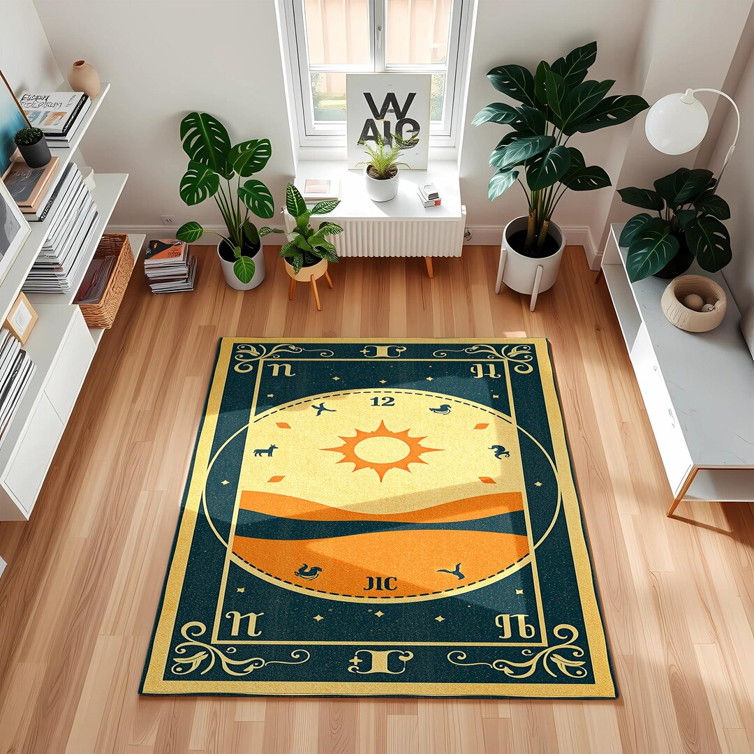 Zodiac Sign Rug Zodiac Sign Astrology Rug: Celestial Sun & Star Boho Decor Mat - Etsy