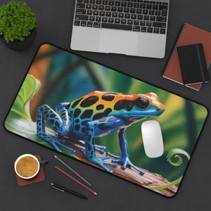 Vibrant Frog Desk Mat Colorful Frog Gaming Mat Frog Mouse Pad Frog Lover Gift For Frog Enthusiast Cool Tech Accessory Large Keyboard Mat Pad