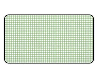 Light Green Gingham desk mat light green checkered mouse pad cottagecore pastel minimalist chic gift for her girly tech accessory cozy pc