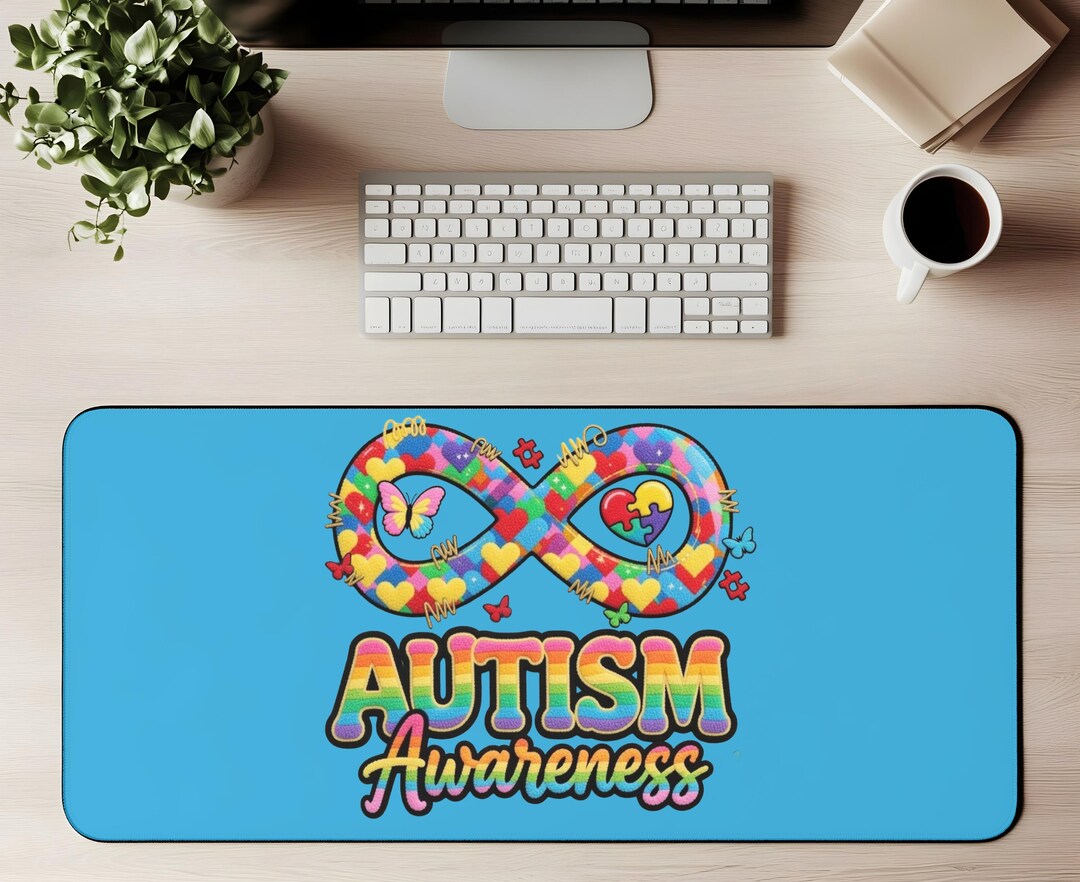 Autism Awareness Infinity Puzzle Desk Mat | Blue Awareness Mouse Pad - Etsy