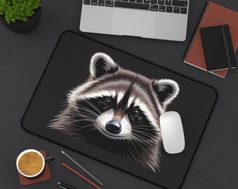 Waschbär Schreibtischmatte Waschbär Gaming-matte Waschbär Maus Pad Waschbär-Liebhaber Geschenk für Waschbär-Liebhaber Niedliche Tech Accessoire Tier Schreibtischmatte Tastaturmatte