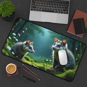 Cute Possum Desk Mat Adorable Possum Mouse Pad Opossum Possum Lover Gift Possum Accessories Extra Large Mousepad Aesthetic Desk Decor