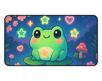 Lil froggo Desk Mat Kawaii Frog Mouse Pad Chibi Gaming Mat Lil  Cute Frog Deskmat Kawaii Green Desk Pad cozy gamer Cute Frog Keyboard Mat PC