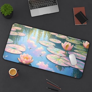 Lily Pad Desk Mat Water Lily Lotus Mouse Pad Lily Pad Lover Gift for Plant Lovers Cute Tech Accessory  Aesthetic Desk Decor Lilypad Keyboard