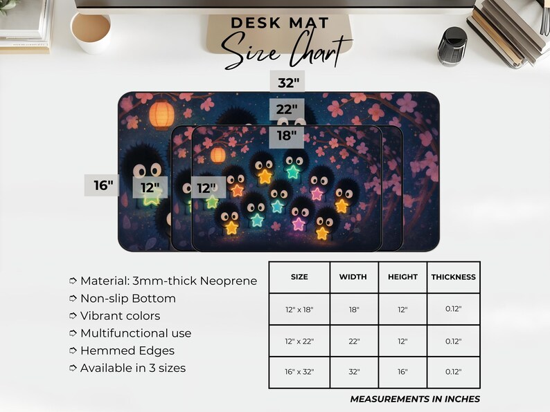 Soot Sprites Desk Mat Susuwatari Gaming Mat Japan Decor Gift for Japanese Anime Lover Spirited Away Ghibli Mousepad Miyazaki Fan Art Decor image 3