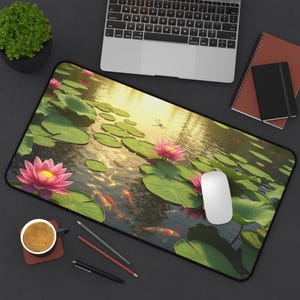 Lily Pad Desk Mat Lily Pad Mouse Pad Lily Pad Gaming Mat Lily Pad Cute Water Lily Pad Art Flower Lilty Pad Lover Gift For Her Lily Pad Decor