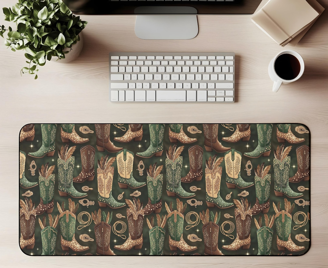 Western Cowboy Boot Desk Mat Mouse Pad Gaming Mat Rustic Country ...