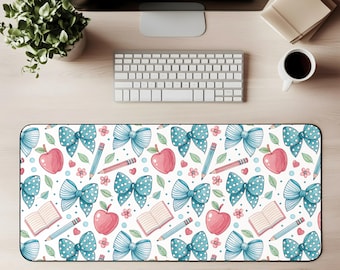 Colorful Teacher's Desk Mat, Cute School Supplies Design, Home Office Decor, Gift for Educators, Study Space Essentials