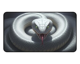 Tapis de jeu serpent, blanc, tapis de bureau serpent, tapis de souris serpent, reptile, amoureux des serpents, cadeau pour amoureux des serpents, décoration de bureau, accessoire de bureau cool, décoration serpent