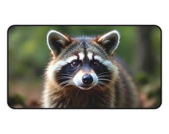 Waschbär Schreibtischmatte Waschbär Spielmatte Waschbär Maus Pad Waschbär-Liebhaber Geschenk für Waschbär-Liebhaber Büro Dekor Schreibtischplatte Zubehör Waschbär Dekor PC
