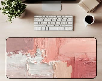 Blush Abstract Desk Mat Mouse Pad Gaming Mat Modern Pink Beige Textured Art Minimal Office Decor Elegant Aesthetic Workspace Gift