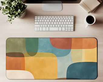 Abstract Retro Shapes Desk Mat | Mid Century Modern Mouse Pad