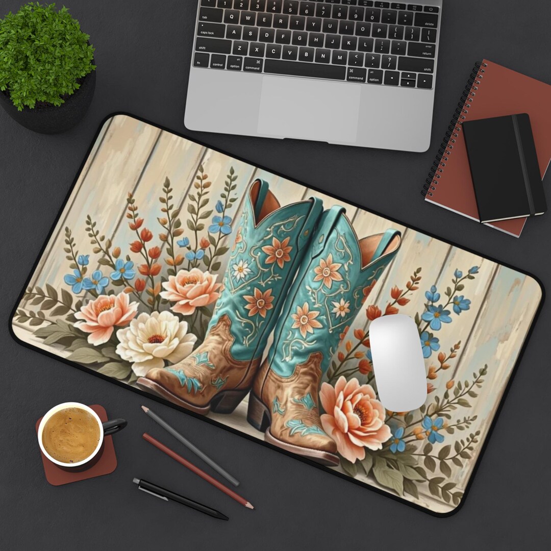 Western Desk Mat Cowgirl Gaming Mat Cowgirl Mouse Pad Cowboy Boots ...