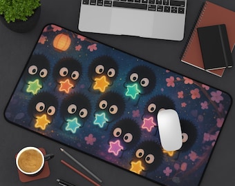 Soot Sprites Desk Mat Susuwatari Gaming Mat Japan Decor Gift for Japanese Anime Lover Spirited Away Ghibli Mousepad Miyazaki Fan Art Decor