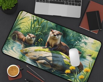 Otter Desk Mat Cute River Otter Mouse Pad Otter Lover Gift For Her Cute Tech Accessory Otter Decor XX Large Mouse Pad Deskmat Laptop Pad PC