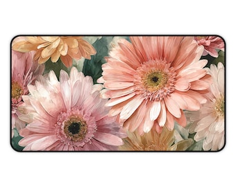 Gerbera Maus Pad Floral Schreibtischmatte Pastell Blume Gaming Schreibtischunterlage Büro Dekor Geschenk für Mama Ästhetische feminine Schreibtischunterlage