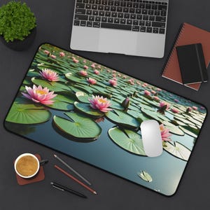 Lily Pad Gaming Mat Lily Pad Desk Mat Lily Pad Cute Desk Accessory Lotus Lily Pad Flower Mouse Pad Vibrant Lotus Merch Keyboard Mat