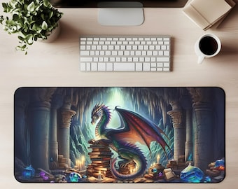 Fantasy Dragon Desk Mat | Gamer Desk Pad, Office Decor, Fantasy Gifts, Dungeons & Dragons, Home Office Accessories