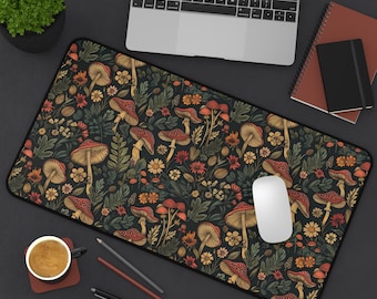 Pilz Schreibtischmatte dunkel Cottagecore geblümten Maus Unterlage Herbst Wald Pilze Gaming Matte ästhetisches Geschenk für ihre Wald Büro Dekor Einrichtung
