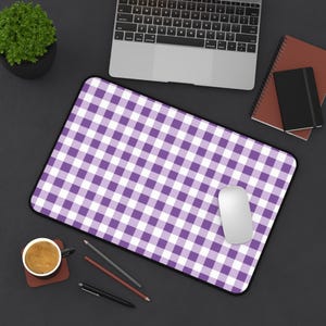 Purple gingham desk mat gaming mat large mouse pastel cozy minimalist home  office decor cottagecore soft girl tech accessory pc laptop