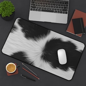 Cowprint Desk Mat Cowhide Gaming Mat Cow Mouse Pad Cow Gift For Cow Lover Gift For Her Pretty Keyboard Mat Cute Desk Accessory Farmhouse