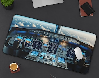Airplane Cockpit Desk Mat Mouse Pad Flight Simulator Pilot Gift Aviation Gaming Desk Pad Airplane Lover Extra Large Mousepad Aircraft