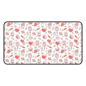 Nurse Desk Mat Cute Medical Gaming Mat Pink Healthcare Desk Pad Aesthetic Nurse Gift for Work Office Mouse Pad Cozy Nurse Station Decor