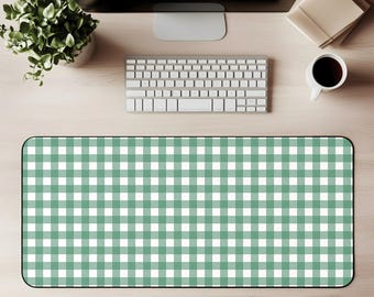 Green Gingham Desk Mat Cottagecore Checkered Mouse Pad  Farmhouse Chic Gaming Mat Home Office Decor Country Plaid Workspace Gift For Her