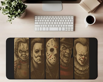 Alfombrilla de escritorio de película de terror, alfombrilla de ratón de villano aterrador, alfombrilla de juego grande, accesorio de escritorio de oficina de Halloween espeluznante, regalo espeluznante para amantes del terror Desktok