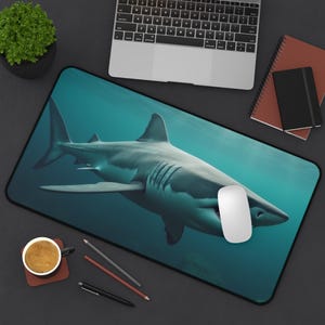 Shark Desk Mat Shark Gaming Mat Shark Mouse Pad Shark Lover Gift For Shark Lovers Home Office Decor Cool Tech Accessory Gift For Husband