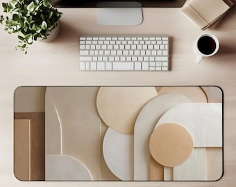 Tapete de escritorio con diseño abstracto geométrico neutro / Tapete de escritorio de oficina minimalista moderno