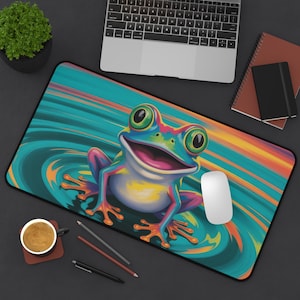 Colorful Frog Desk Mat Frog Lover Gift For Her Frog Gaming Mat Realistic Mouse Pad Home Ofice Setup Cute Desk Accessory Aesthetic Desk