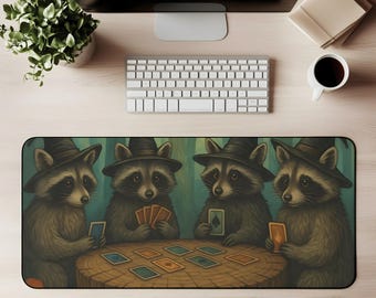 Waschbär Schreibtischmatte Magische Waschbär Mauspad Waschbären Spielkarten Gaming Matte Lustige Tier Schreibtisch Dekoration Cottagecore Große Computer Unterlage