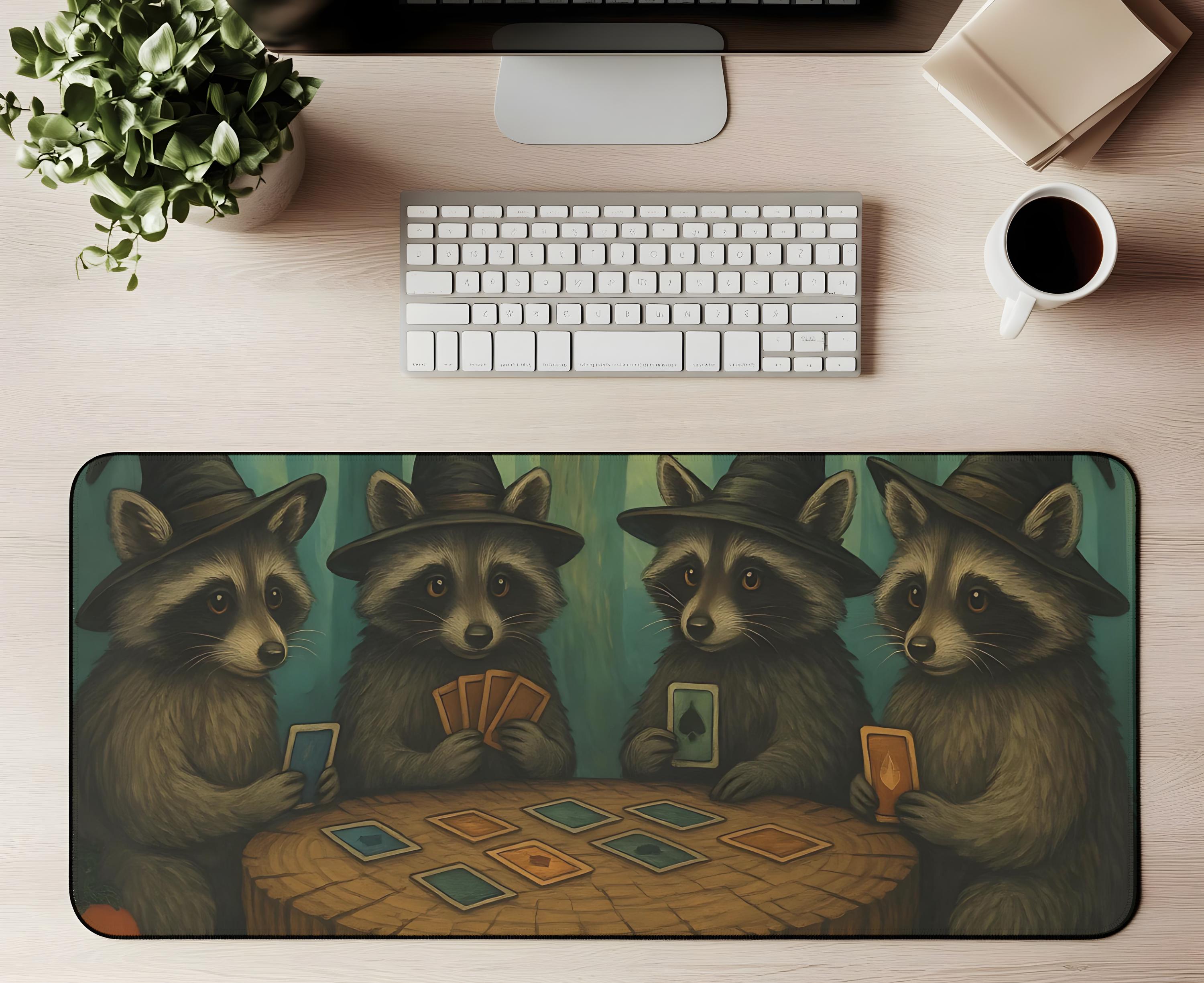 Desk Racoons Raccoon Desk Mat Magical Raccoon Mouse Pad Raccoons Playing Cards ...