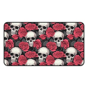 Gothic Desk Mat Gothic Dark Rose Skull Gaming Mat Dark Academia Mouse Pad Cool Tech Accessory Keyboard Design Mat Extended PC Computer