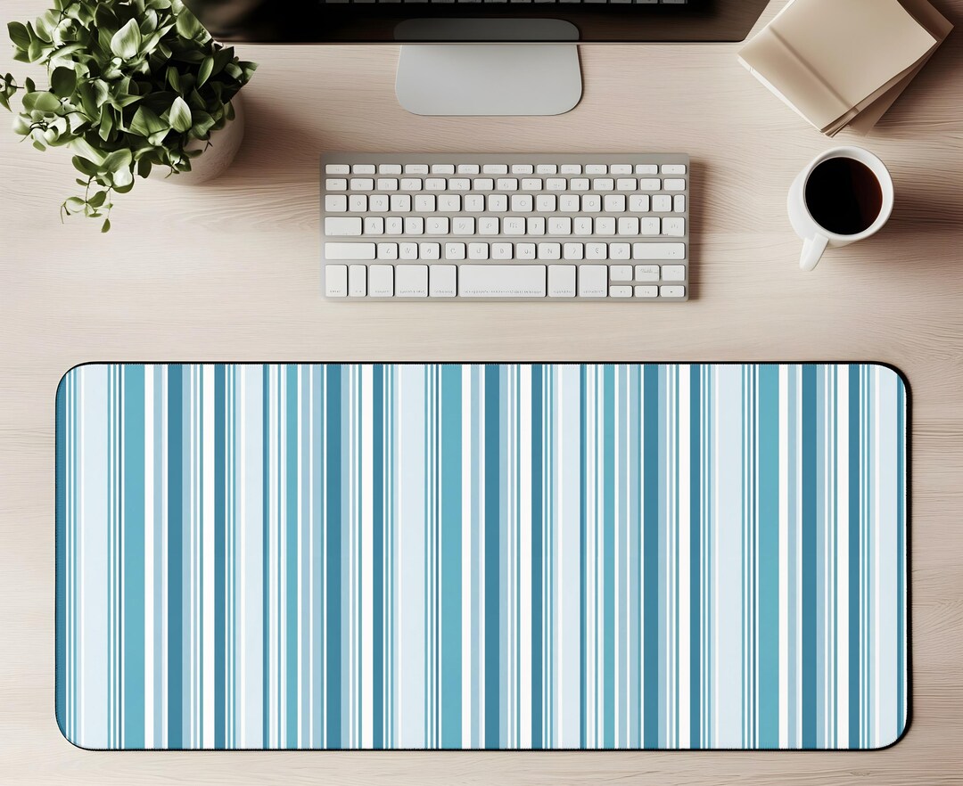 Blue Stripe Pattern Desk Mat Striped Desk Pad Blue Stripes Office ...