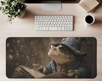 Wizard Frog Desk Mat Fantasy Cottagecore Mouse Pad Large Gaming Mat Magical Toad Witchy Office Desk Accessory Gift for Students Desktok