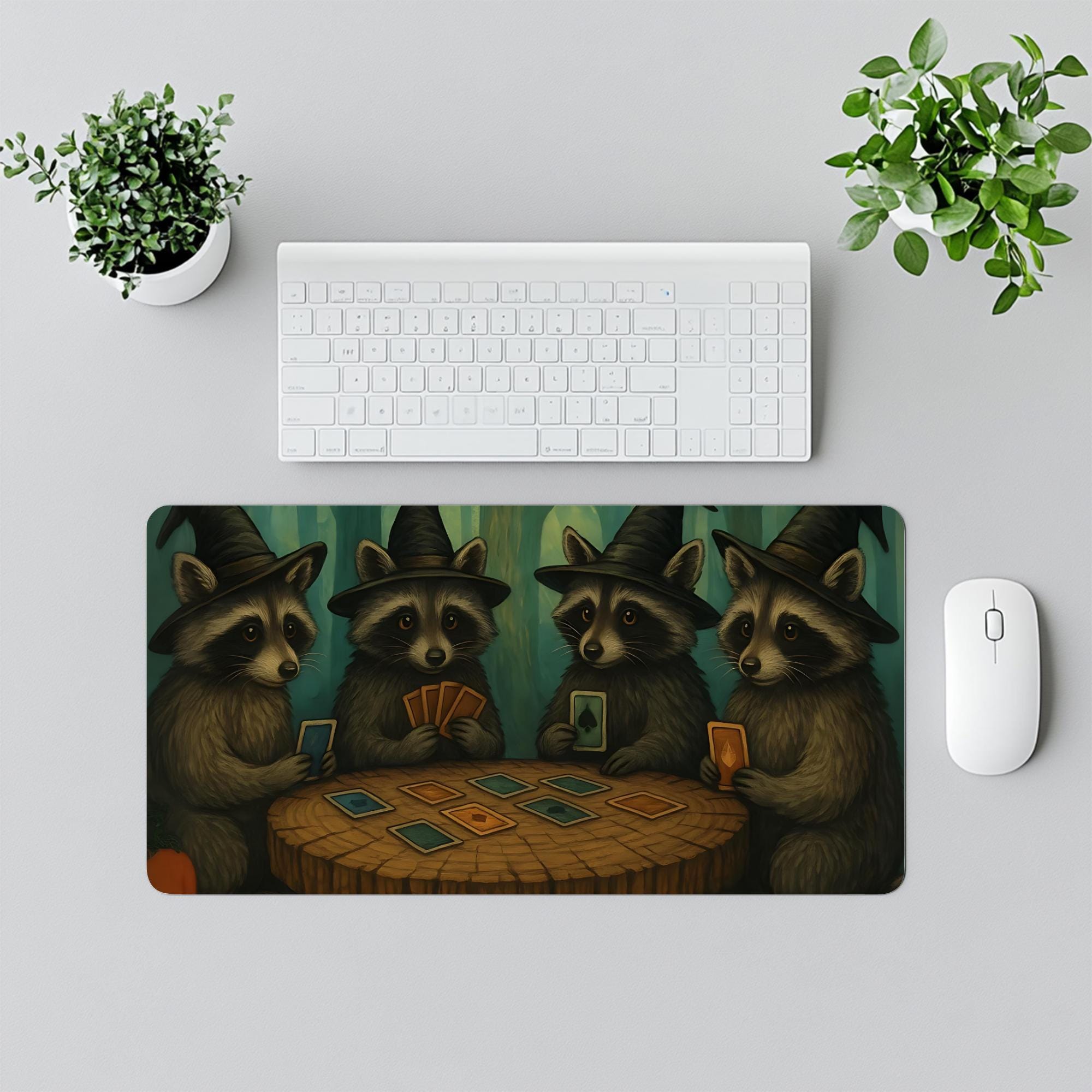 Desk Racoons Raccoon Desk Mat Magical Raccoon Mouse Pad Raccoons Playing Cards ...