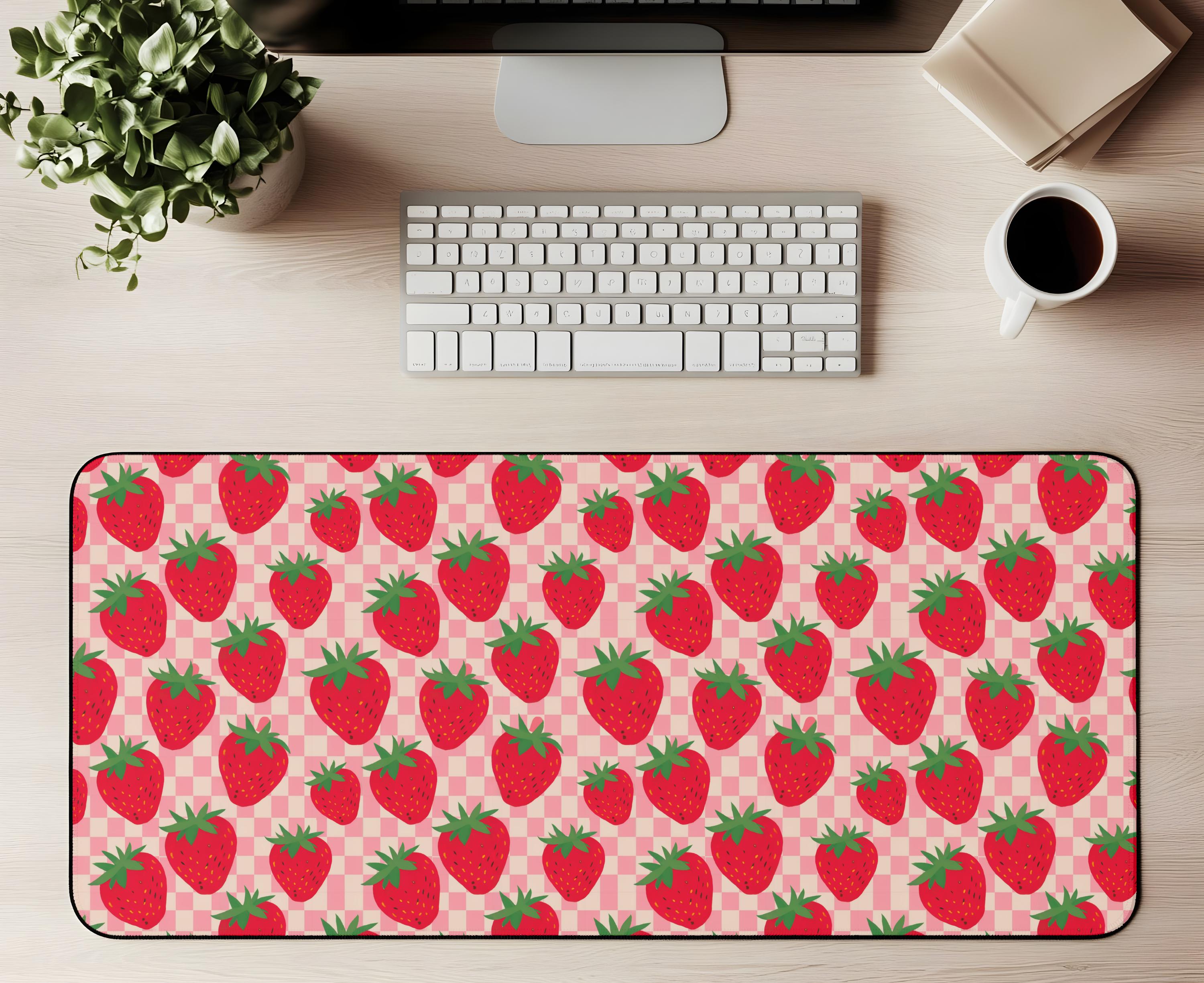 Strawberry Desk Mat Mouse Pad Gaming Mat Red Fruit Pattern