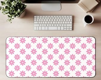 Gänseblümchen Schreibtischmatte Mausunterlage Spielmatte Blumenmuster Bürodeko Girly Arbeitsplatz Ästhetisches Retro Flower Power Computer Accessoire