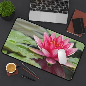 Lily Pad Gaming Mat Flower Lily Pad Desk Mast Lily Pad Flower Lily Pad decor Lotus Merch Lotus Gift For Lily Pad Lover Keyboard Mat For Her