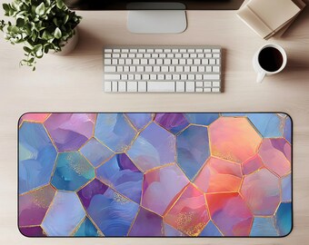 Colorful Geometric Desk Vibrant Abstract Mouse Pad Modern Art Gaming Mat Abstract Geode Art Office Decor Gift for Student Dorm Decor Desktok