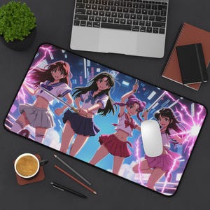 Anime Desk Mat Gaming Mouse Pad Gamer Girl Anime Gaming Mat Computer Accessory Office Décor Gift for Otaku Study Desk Essentials