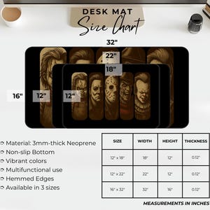 Horror Movie Desk Mat Scary Villain Mouse Pad Large Gaming Mat Spooky Halloween Office Desk Accessory Creepy Gift for Horror Lovers Desktok image 3