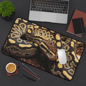 Snake Desk Mat Large Mouse Pad Realistic Python Snake Animal Print Gaming Pad Reptile Office Decor Gift For Snake Lovers Exotic Wildlife